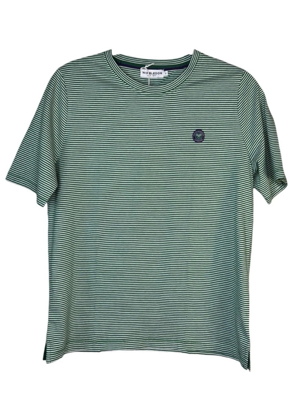 NWT Wimbledon Women's Tee Green Stripe Size Small S Short Sleeve Top T Shirt